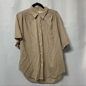 VTG Joanna Tan Button Down Short Sleeve Size Med